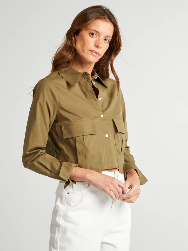 women-cropped blouse-green